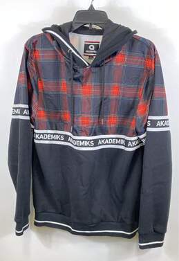 Akademiks Mens Multicolor Plaid Long Sleeve Pullover Hoodie Size Large