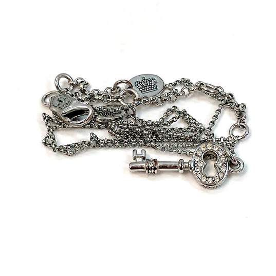 Designer Juicy Couture Silver-Tone Cable Chain Key Pendant Necklace image number 2