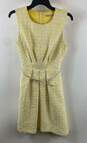 Trina Turk Womens Yellow Floral Textured Sleeveless Belted Mini Dress Size 6 image number 1