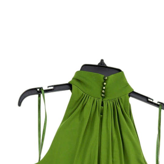 Womens Green Pleated Sleeveless Halter Neck Classic A-Line Dress Size 6 image number 4