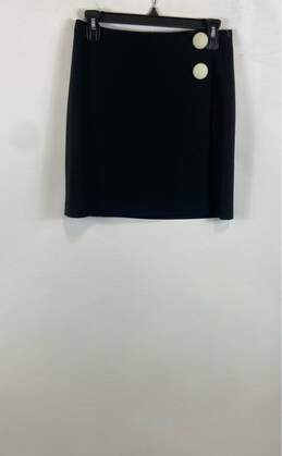NWT INC International Concepts Womens Black Stretch Button Mini Skirt Size 2