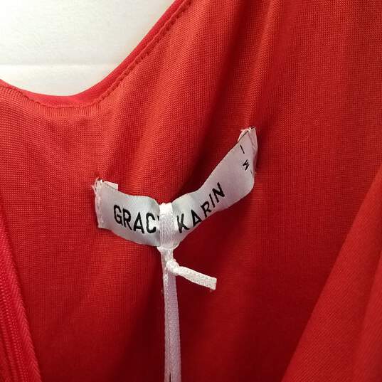 Grace Karin Red Polyester Fit Flare Dress Size M image number 3