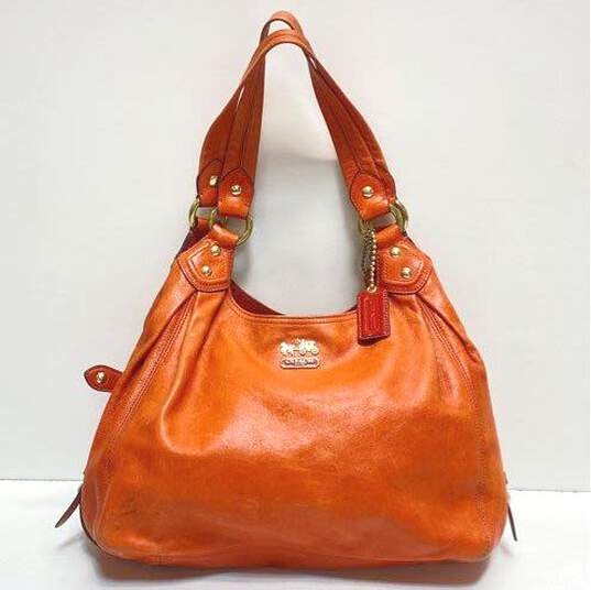 COACH 14336 Madison Orange Leather Hobo Shoulder Tote Bag image number 1