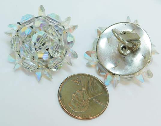 Vintage Icy Pink Blue Clear Aurora Borealis Rhinestone Clip-On Earrings & Necklaces 74.2g image number 5