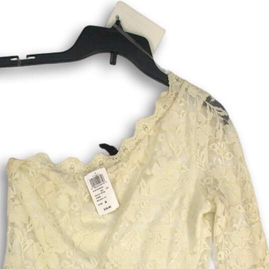 NWT Windsor Womens Cream Floral Lace One Shoulder Long Sleeve Mini Dress Size M image number 3