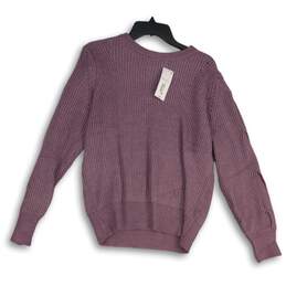 NWT Liz Claiborne Womens Purple Crew Neck Long Sleeve Pullover Sweater Size L