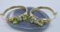 14K Gold Peridot Faceted Hearts & Sapphire Accented Hoop Earrings 3.8g image number 4