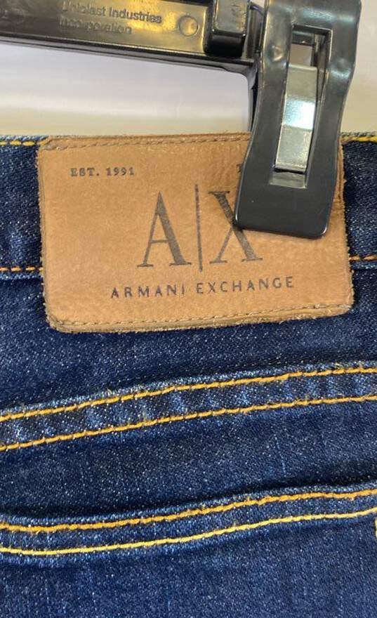 Armani Exchange Womens Blue Dark Wash Mid Rise Denim Straight Leg Jeans Size 6 image number 4