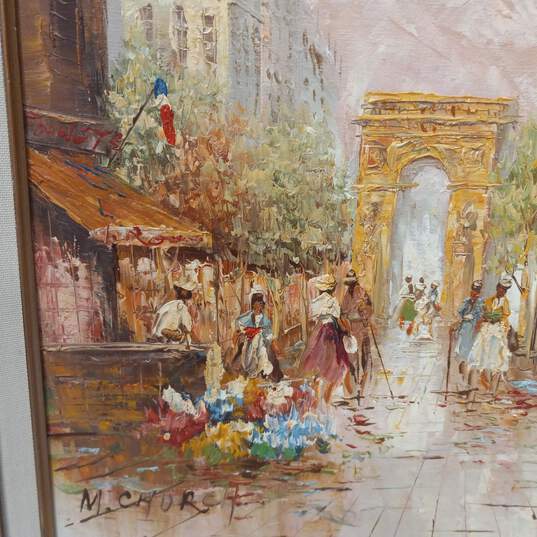 Framed And Signed Paris Street Oil Painting By M. Church 30" x 18" image number 2