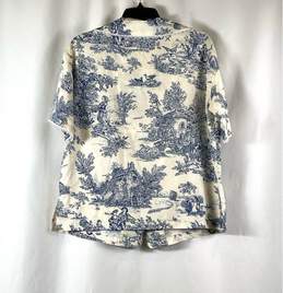 NWT Cider Womens Blue White Toile Short Sleeve Lace Trim Button Up Shirt Size S alternative image