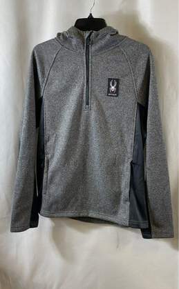 NWT Spyder Mens Gray Heather Long Sleeve 1/4 Zip Hooded Fleece Jacket Size Laege