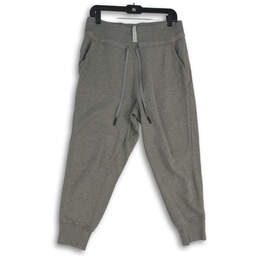 Womens Gray Elastic Waist Pockets Drawstring Pull On Jogger Pants Size 8