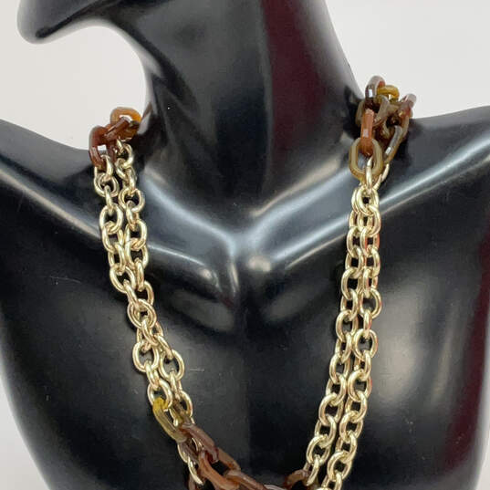 Designer Brighton Two Tone Double Strand Classic Link Chain Necklace