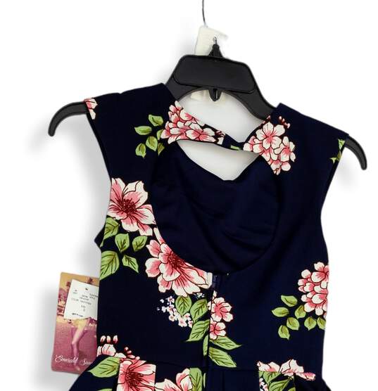 NWT Womens Blue Pink Floral Sleeveless Back Zip Fit & Flare Size Small image number 4