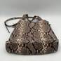 Michael Kors Womens Beige Black Leather Snakeskin Adjustable Strap Crossbody Bag image number 2
