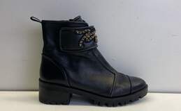 Karl Lagerfeld Leather Parisa Lug Sole Chain Boots Black 9.5