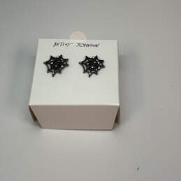 Designer Betsey Johnson Halloween Matching Spiderweb Stud Earrings w/ Box