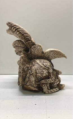Aztec Art Large Resin Cuauhtemoc Warrior Head /Half Skull 12 inch Tall Statue alternative image
