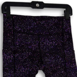 Womens Purple Black Printed Elastic Waist Pull-On Cropped Leggings Size 6