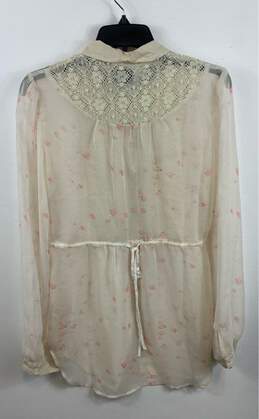 Free People Womens White Floral Long Sleeve Collared Button-Up Shirt Size 12 alternative image