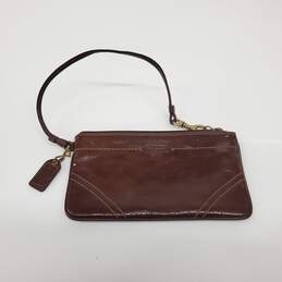 Coach Mahogany Brown Patent Leather Slim Wristlet Pouch