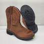 Justin Boots Brown Leather Steel Toe Boots Size 10B image number 1