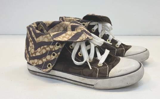 Coach coach Leatherware Brown Solid Sneaker Athletic Shoe Boys 6 image number 1