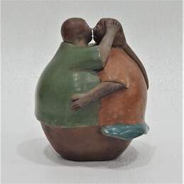 Angelica Silva Peruvian Folk Art Man and Woman Kissing Sculpture