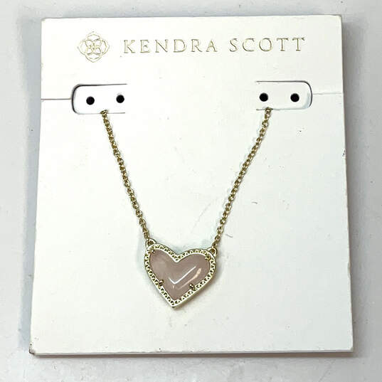 Designer Kendra Scott Gold-Tone Chain Lobster Clasp Heart Pendant Necklace image number 1