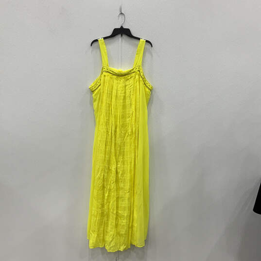NWT Womens Yellow Pleated Sleeveless Square Neck Tie Back Maxi Dress Sz 22 image number 1