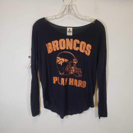 Buy the Womens Long Sleeve Round Neck NFL T Shirt Size Small