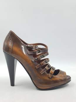 Authentic BALLY Brown Peep Booties W 6