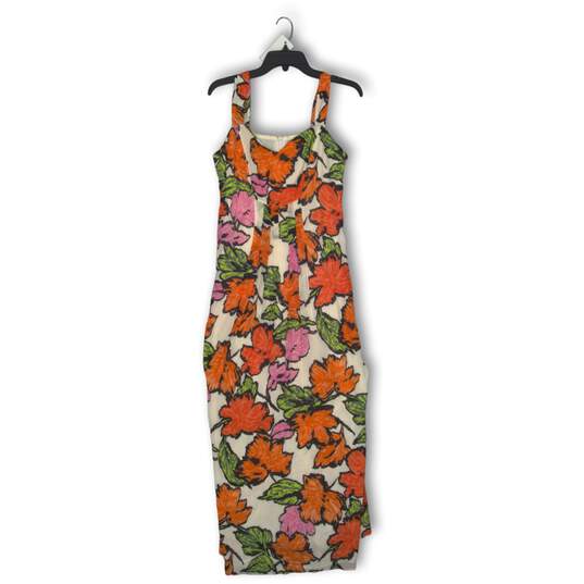 My Feno Womens A-Line Dress Sleeveless Midi Back Zip Multicolor Floral Size 42 image number 1