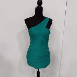 BCBGMaxazria Green One Shoulder Mini Dress Women's Size 10