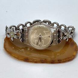 Designer Swatch Silver-Tone Round Analog Quartz Bracelet Wristwatch