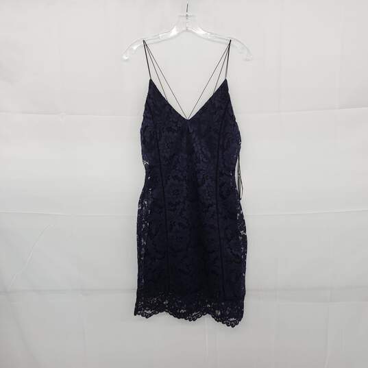 ASTR Navy Blue & Black Lace Sleeveless Lined Mini Dress WM Size L NWT image number 1