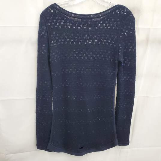 Zac Posen Women's Dark Navy Blue Merino Wool Sequin Sweater Size S image number 2