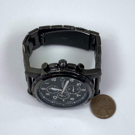 Designer Fossil FS4721 Black Strap Round Analog Dial Chronograph Wristwatch image number 3