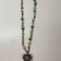 Designer Brighton Silver-Tone Blue Yellow Beaded Heart Pendant Necklace image number 2