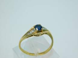 14K Yellow Gold Round Sapphire Diamond Accent Ring 1.5g