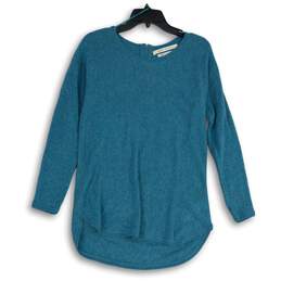Max Studio Womens Blue Knitted 2-Ply Cashmere Long Sleeve Pullover Sweater Sz XL