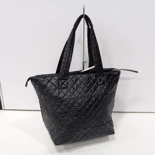 Adrienne Vittadini Black Quilted Nylon Collection Tote Bag image number 2