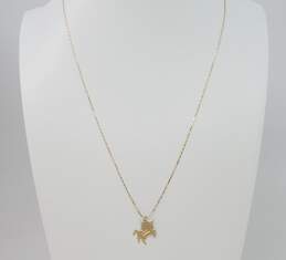 14k Yellow Gold Etched Unicorn Pendant Necklace 1.7g