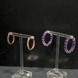 Set Of 5 Sterling Silver/Rose Gold Plated Hoop Earrings alternative image