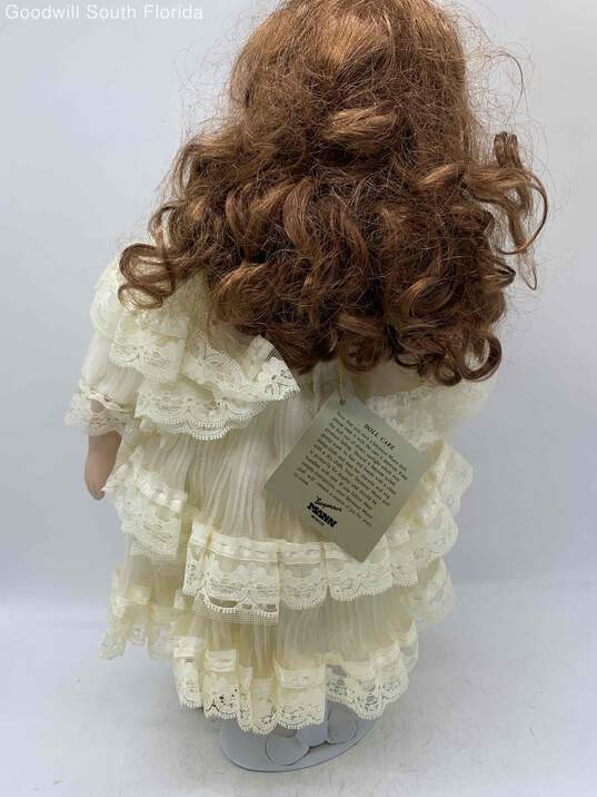 Seymour Mann The Connoisseur Collection Porcelain Doll In Beige Dress With Hat image number 2