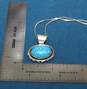 B. Piaso Jr Vintage Sterling Silver Turquoise Pendant w/ 925 Chain - 8.3g image number 6