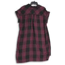 NWT Rock & Republic Womens Black Purple Plaid Short Sleeve Shirt Dress Size L alternative image