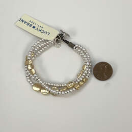 NWT Designer Lucky Brand Silver-Tone Multi Strand Fashion Beaded Bracelet