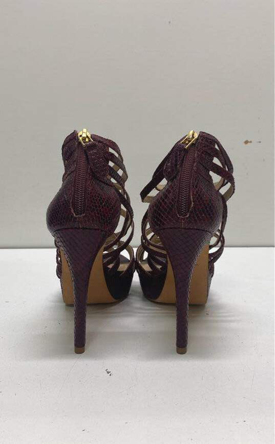 Pour La Victoire Snake Embossed Leather Strappy Heels Cherry 7 image number 4