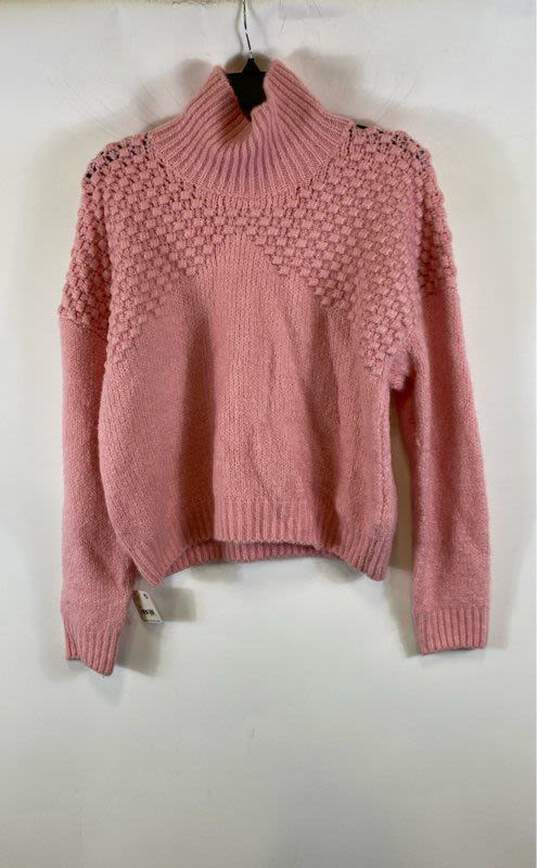 NWT Free People Womens Pink Bradley Long Sleeve Mock Neck Pullover Sweater Sz M image number 1